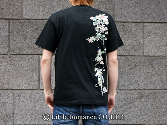 S-1952 和柄メンズ半袖Tシャツ 花尽くし｜和柄ブランドのむかしむかし